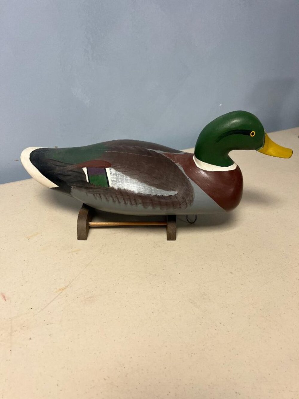 Wooden Duck Decoy with Stand